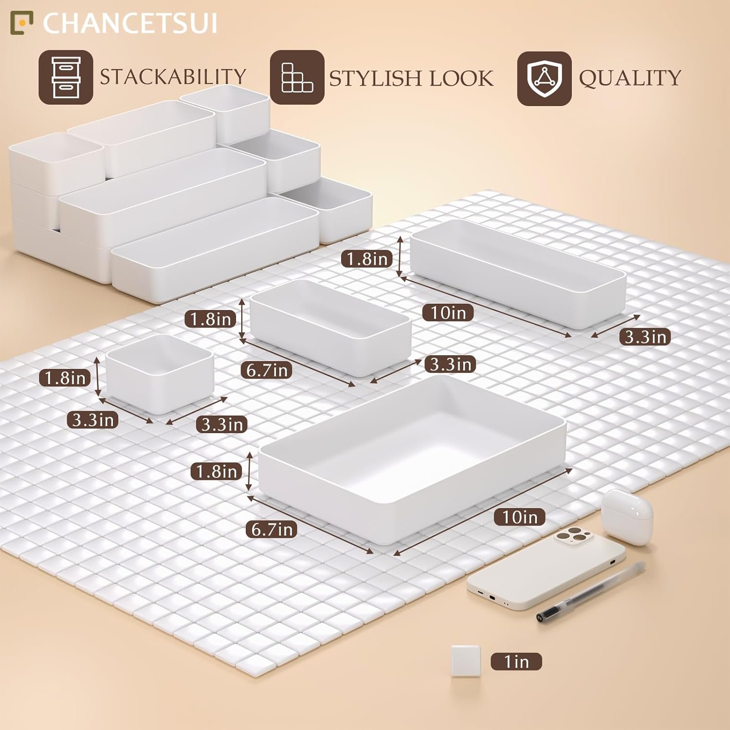 fdbtgysdb 9 Pcs Stackable Drawer Organizer Trays Set  Multifunctional Stackable Storage Trays for Vanity  Bathroom  Kitchen  Desk Drawer Organizer Office. Plastic Drawer Organizers Availa