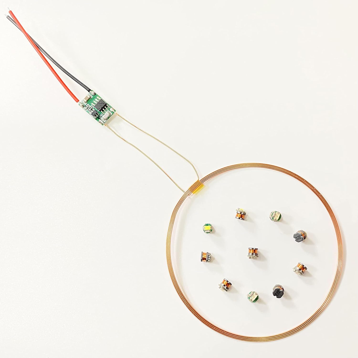 Taidacent 80mm Remote 5V Wireless LED Coil and 10PCS Colorful Wireless LEDs Wireless LED Induction Wireless Charging Module (1 Transmitter Coil and 10 Mixed Wireless LEDs) Pack of 2