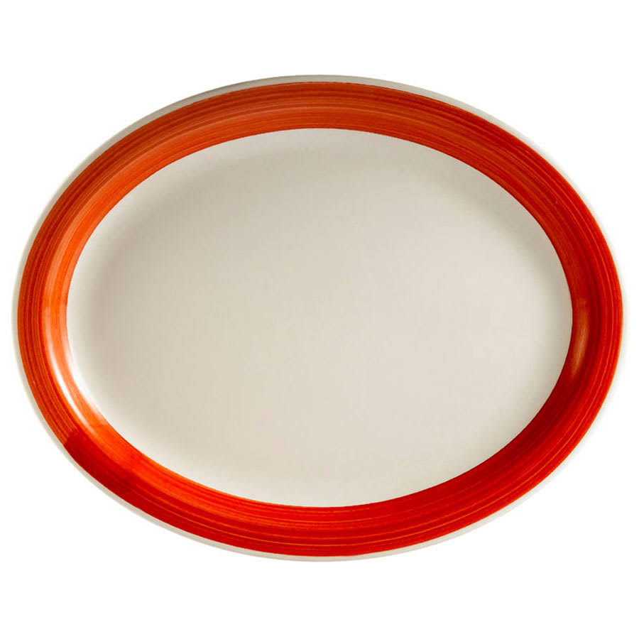 CAC R-13NR-R Rainbow 11 1/2x22 x 9x22 Red Narrow Rim Platter - 12/Case