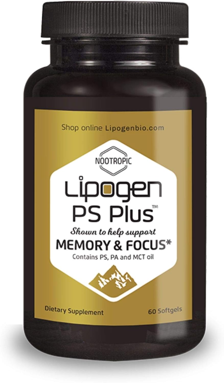 Lipogen PS Plus - Memory and Focus Supplement for Seniors - Brain Booster - Scientifically Formulated to Enhance Brain Health. Clinically Proven Formula - Memory Supplement. (60 Softgels) Pack of 2
