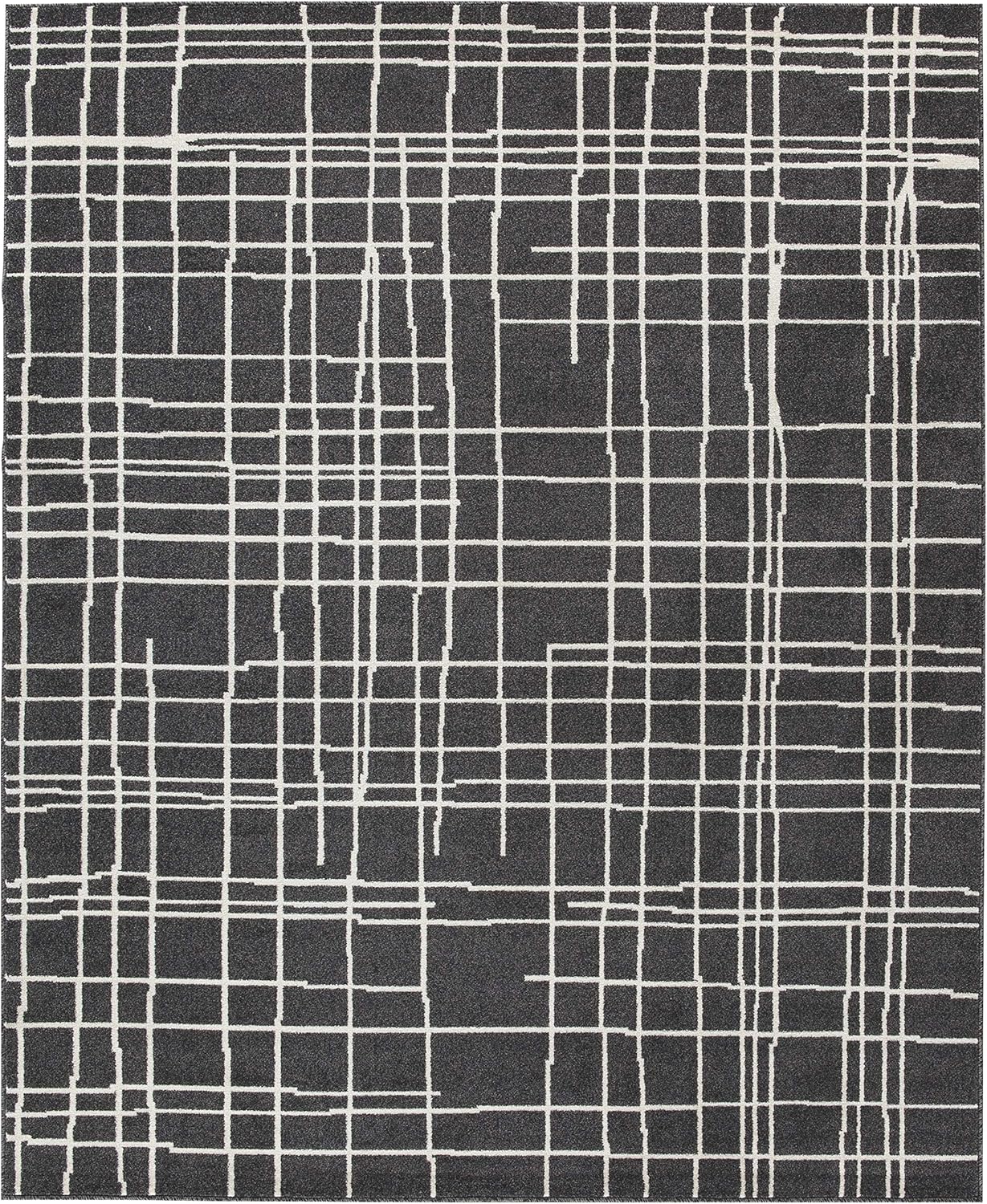 Signature Design by Ashley Jai Spindled Cross Hatch 5 x 7 ft Medium Pile Rug, Black & White