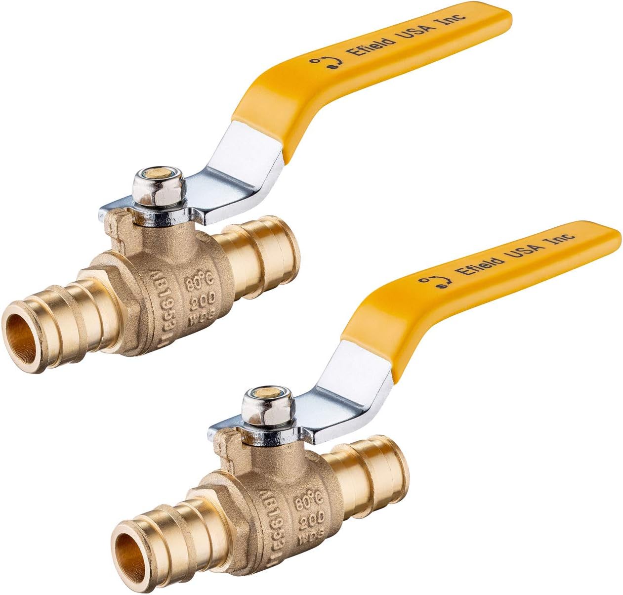 (Pack of 10) EFIELD 3/4 Inch Brass Ball Valve for Pex-A Pipe, F1960 Expansion Type only for Pex-A Pipe, Yellow Handle Lead Free Brass UPC Certified