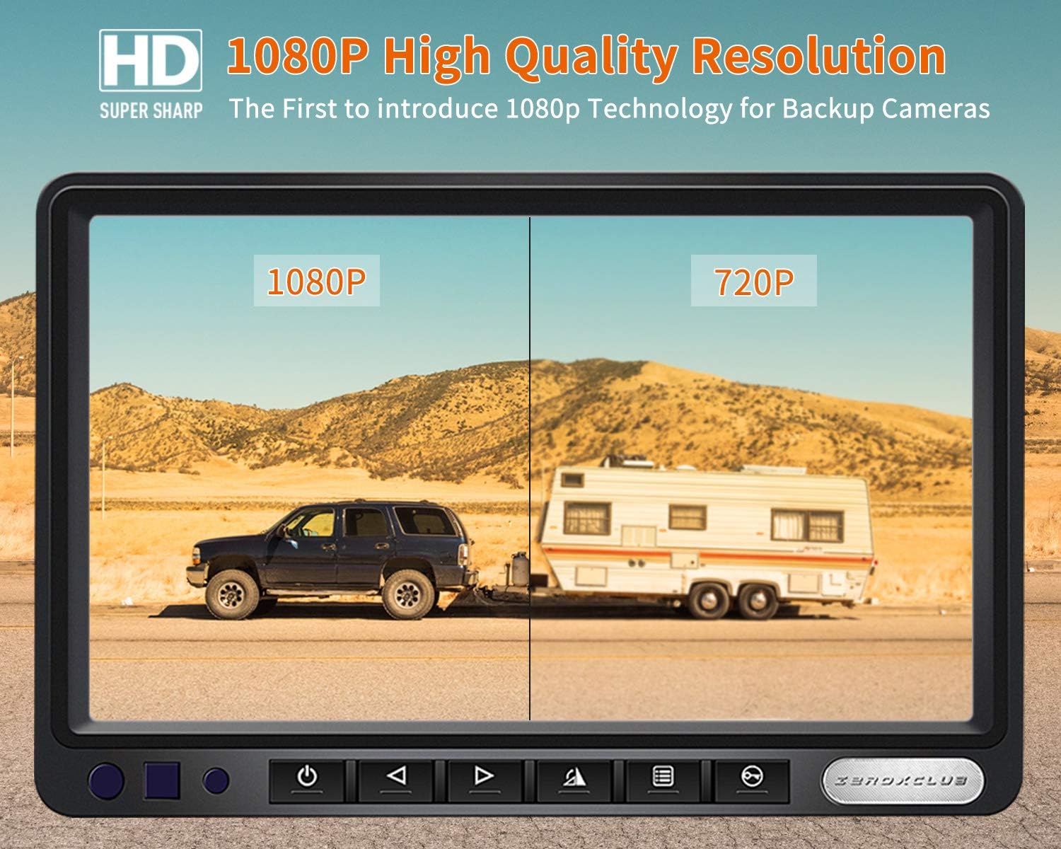 ZEROXCLUB Wired Backup Camera System,1080P Rear View Front View Camera + 7