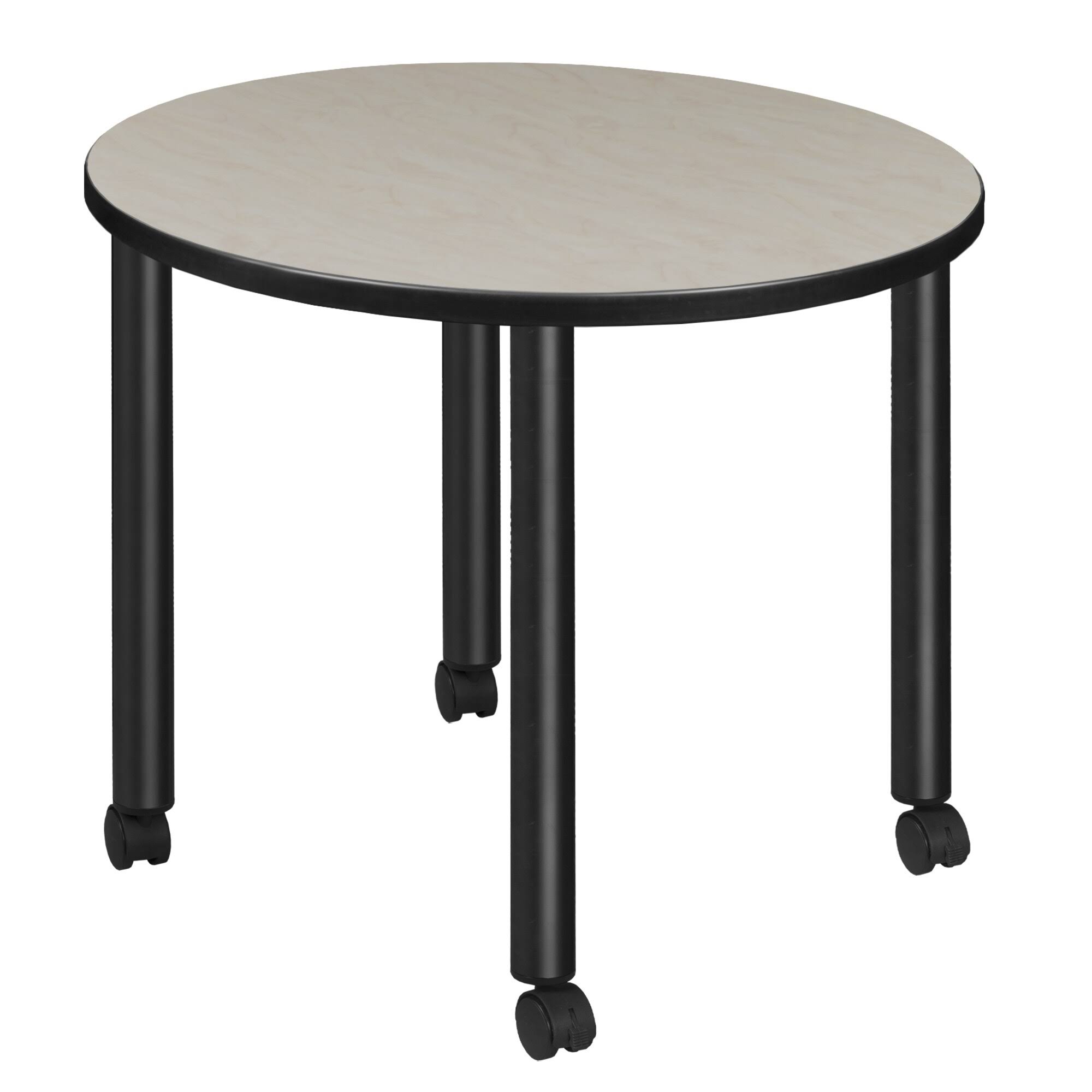 Regency Kee 30x22 Round Mobile Breakroom Table- Maple/ Black