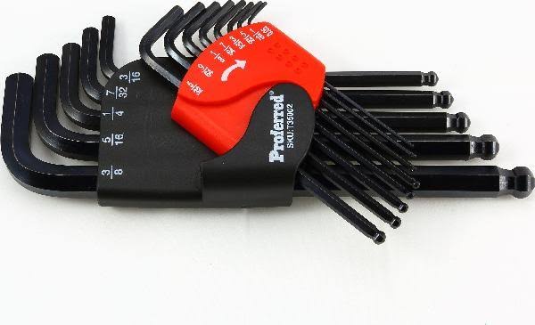 Proferred 13 Pieces Long Arm Ball Point Hex Key Set, Black Finish 6 Hex Ket Set T35002
