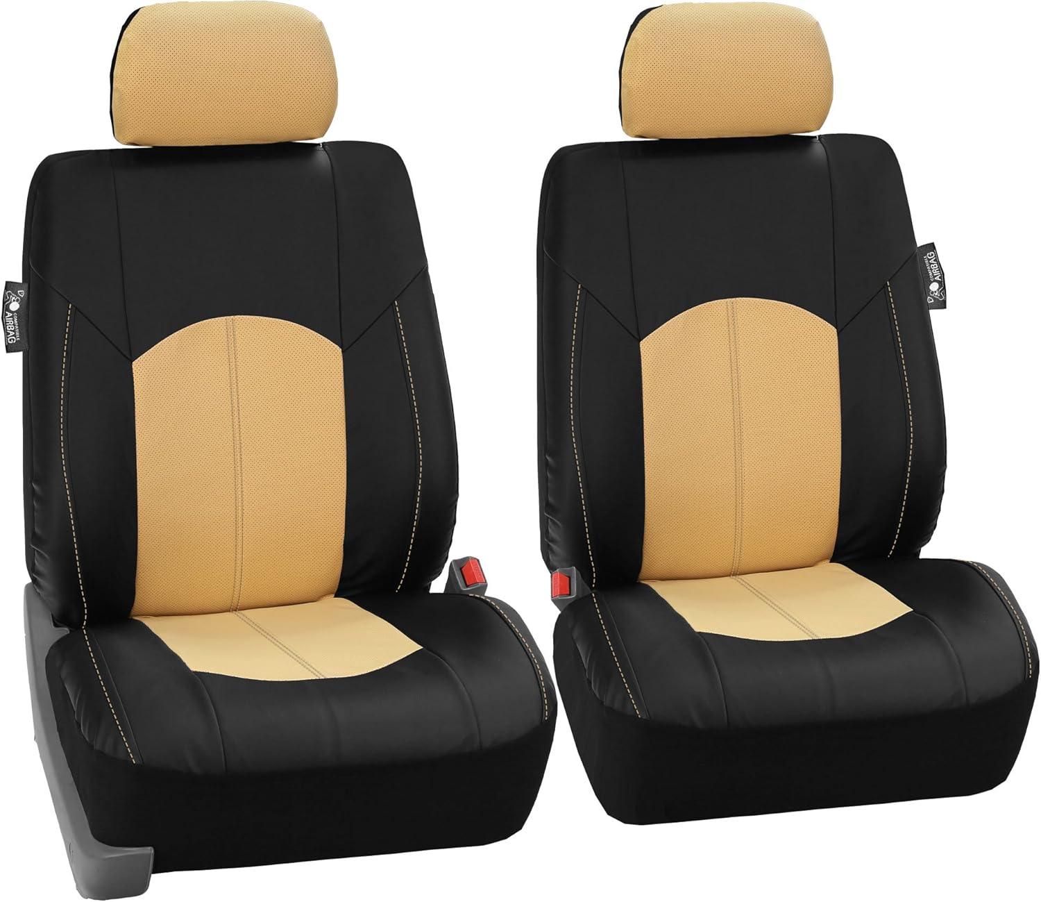 FH Group Car Seat Covers Highest Grade Faux Leather Car Seat Covers for Front and Rear Split Function - Universal Fit for Cars Trucks and SUVs (Blue/Black) PU008115