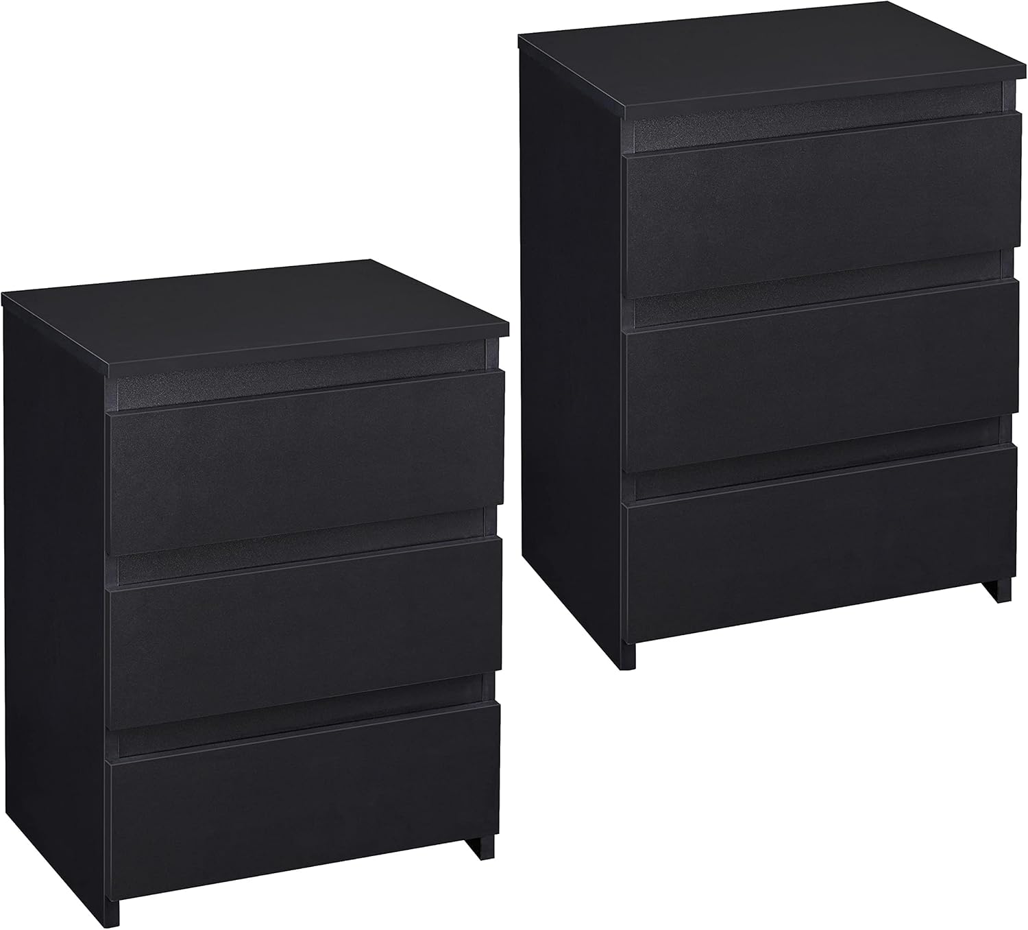 Yaheetech End Table with 3 Drawers Set of 2, Modern Side Tables for Living Room Accent Tables Large Capacity Storage Cabinet for Home Office, Simple Designs, Black