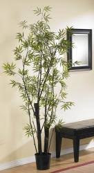 Nearly Natural 6& Black Bamboo Silk Tree (2 Thick Trunks)