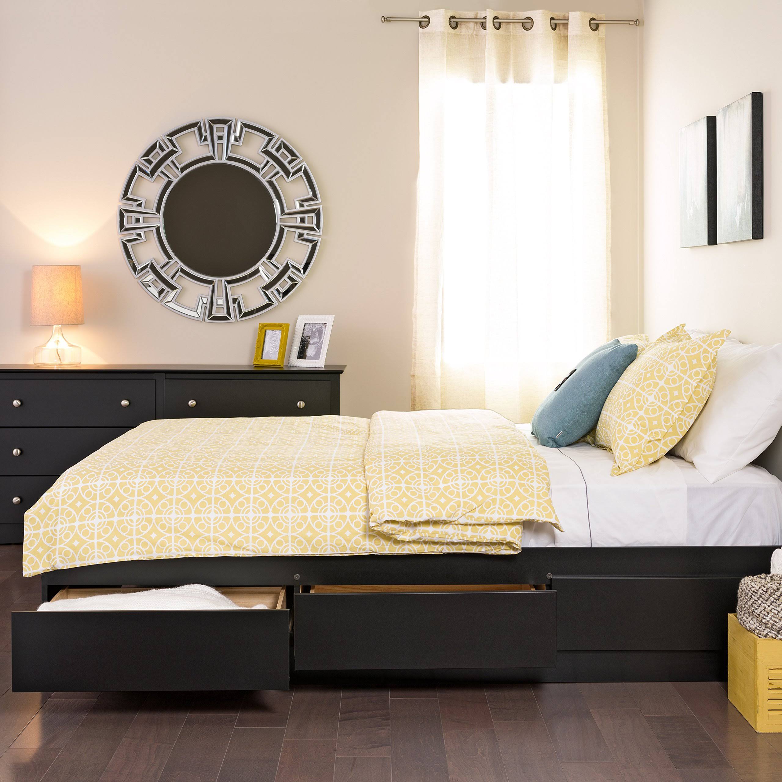 Prepac Black Queen Mate&s Platform Storage Bed with 6 Drawers