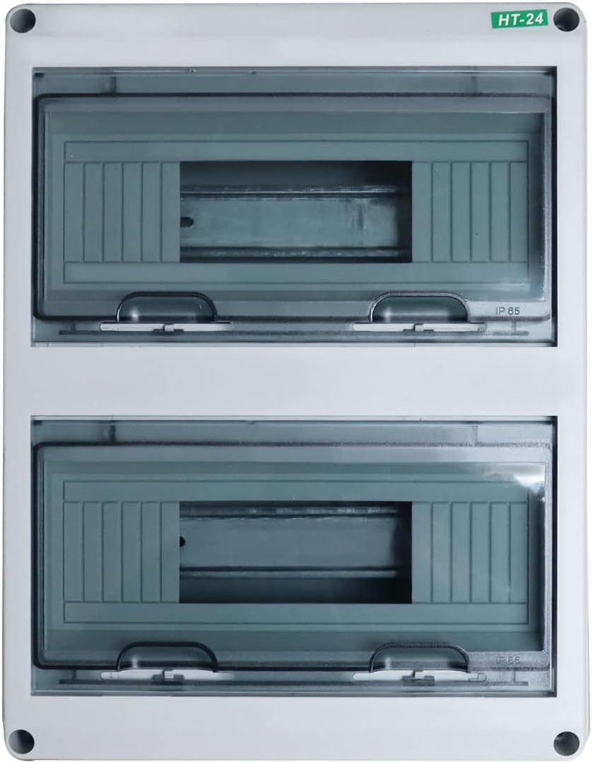 smseace Circuit Breaker Box Distribution Protection Box, ABS Plastic Transparent Cover Waterproof Distribution Box IP65, for Indoor Wall Circuit Breaker (24 Way )