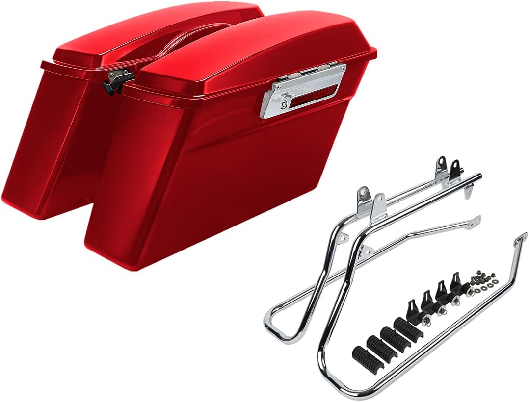 XFMT White Hard Saddlebags Saddle Bags Trunk W/ Chrome Conversion Brackets For Harley Softail Heritage Classic Deluxe 1984-2017