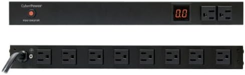 CyberPower PDU15M2F8R Metered PDU, 100-125V/15A, 10 Outlets, 1U Rackmount, Black