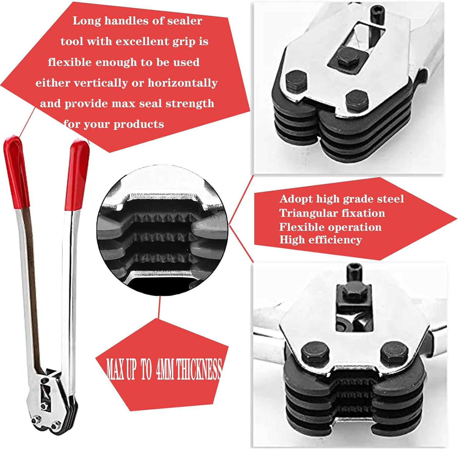 Pallet Packaging Strapping Banding Kit, Strapping Tensioner, Strapping Sealer, 50PCS Strapping Seals 3in1 Polyester (PET) Strapping Kit, 1400 lbs. Break Strength -1/2