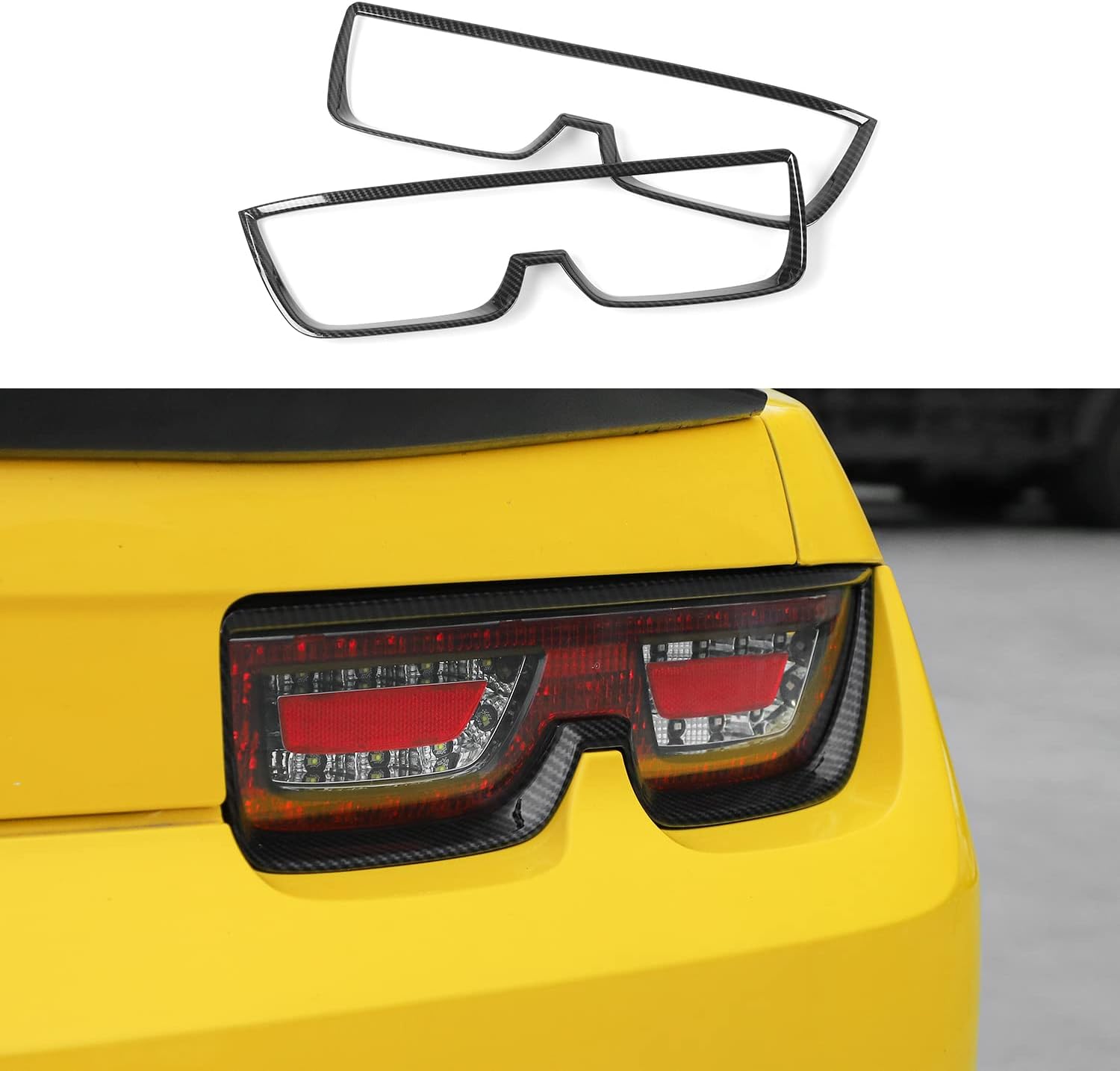 RT-TCZ Tail Light Lamp Cover Guard Trim Frame Bezels Decoration Accessories for Chevrolet Camaro 2010-2015(Carbon Fiber Grain)