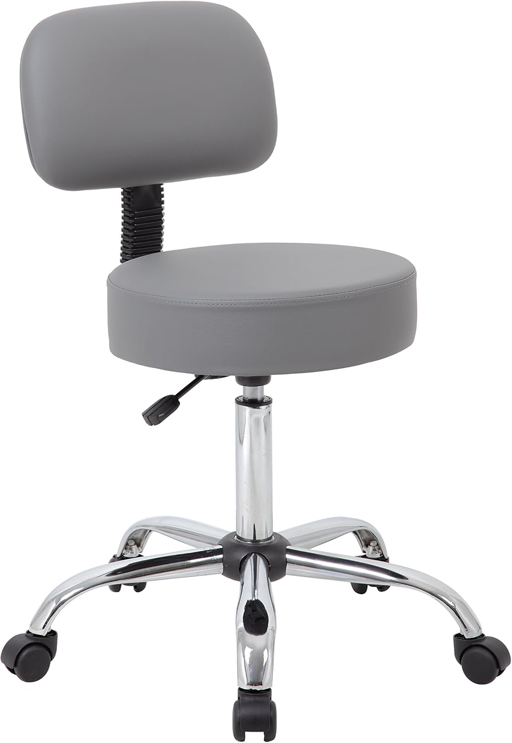 Boss Office Products Be Well Medical Spa Professional Adjustable Drafting Stool with Back, Grey