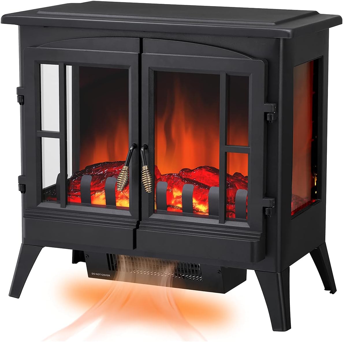 ZAFRO 3D Infrared Heating Electric Fireplace Stove, Freestanding Fireplace Heater, Adjustable Brightness and Heating, Overheating Protection System, 1000w/1500w, Black