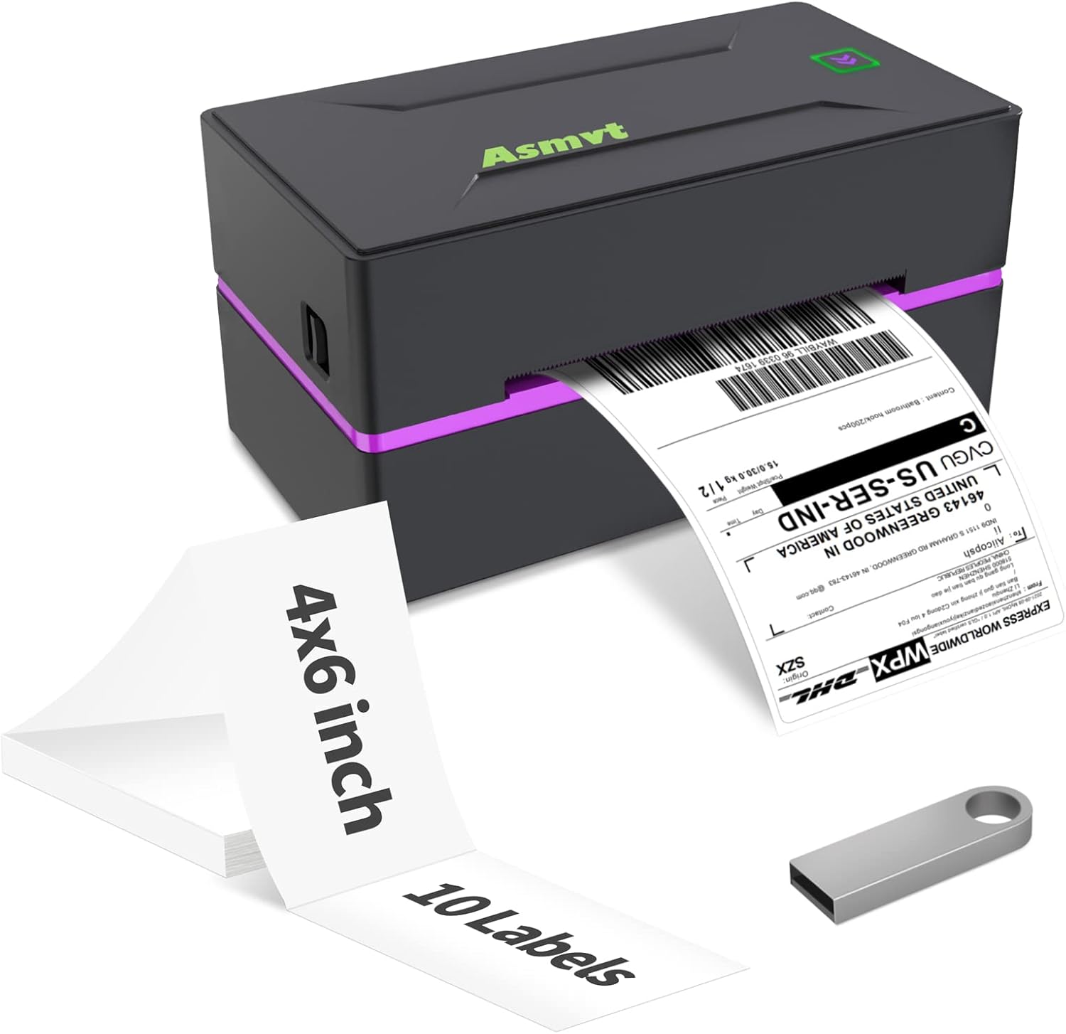 Asmvt Thermal Label Printer-Shipping Label Printer,150mm/s 4x6 Desktop Label Printer for Shipping Packages, Small Business, USPS, FedEx, Shopify, Etsy, Amazon,Compatible with Windows & Mac