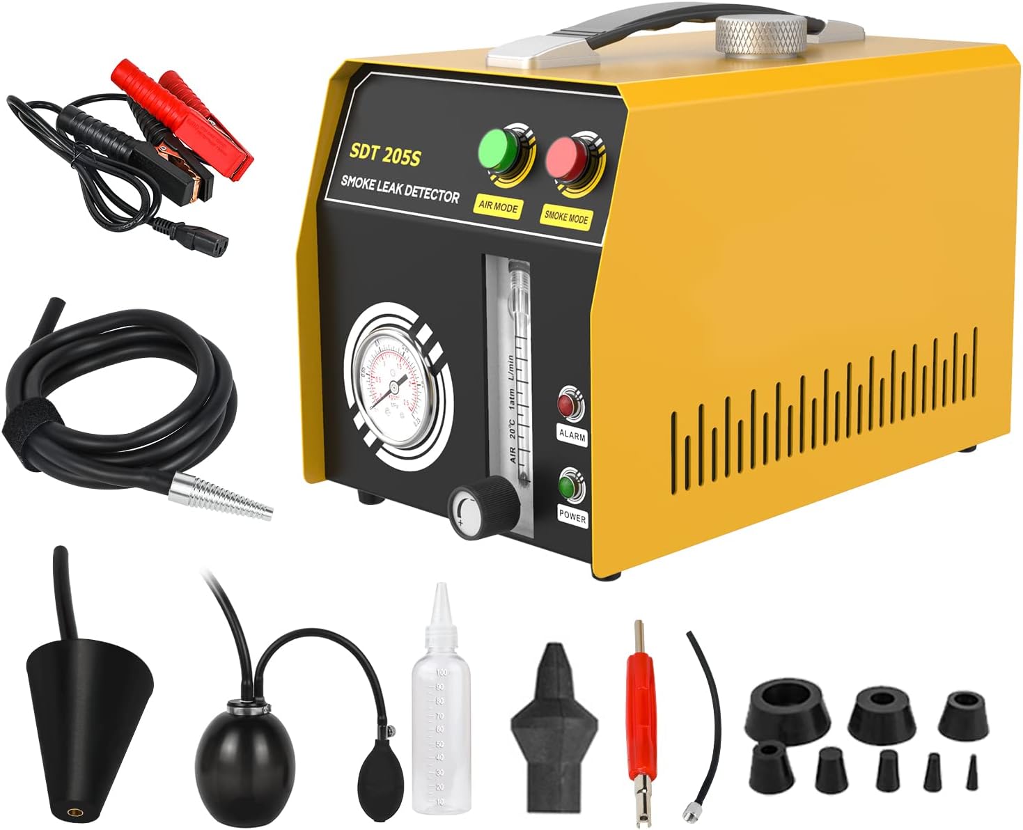 VKALTUL Automotive Smoke Machine Leak Tester 12V Car Fuel Pipe System EVAP Leak Detector with Flow Meter and Pressure Gauge for Vehicles Motorcycles(Air Mode/Smoke Mode)