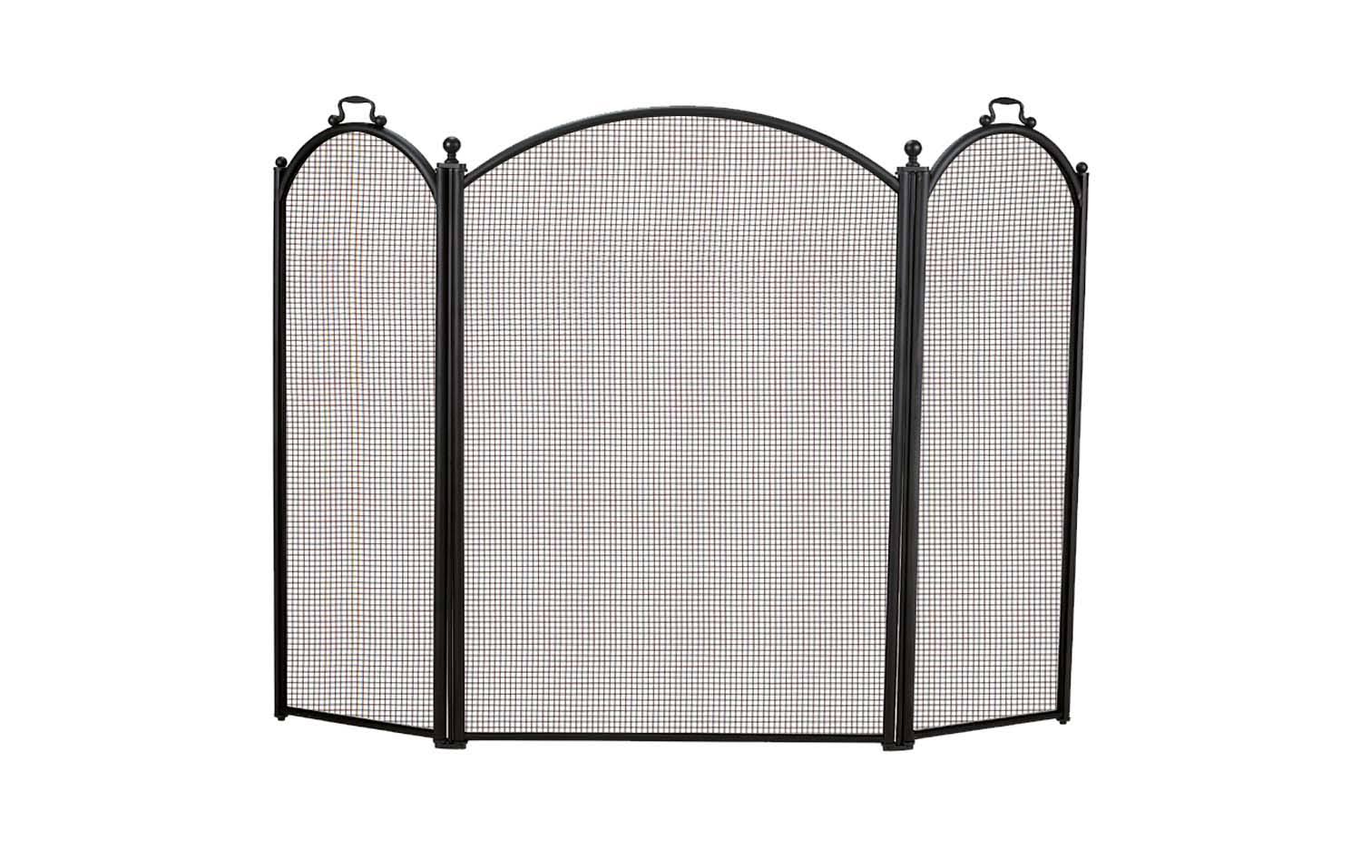 Dagan Three Fold Black Arched Fireplace Screen, 52 inch x 40 inch