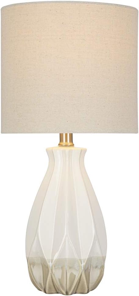 Catalina 21858-000 Transitional Textured Reactive Glaze Ceramic Accent Table Lamp with Linen Shade, 19