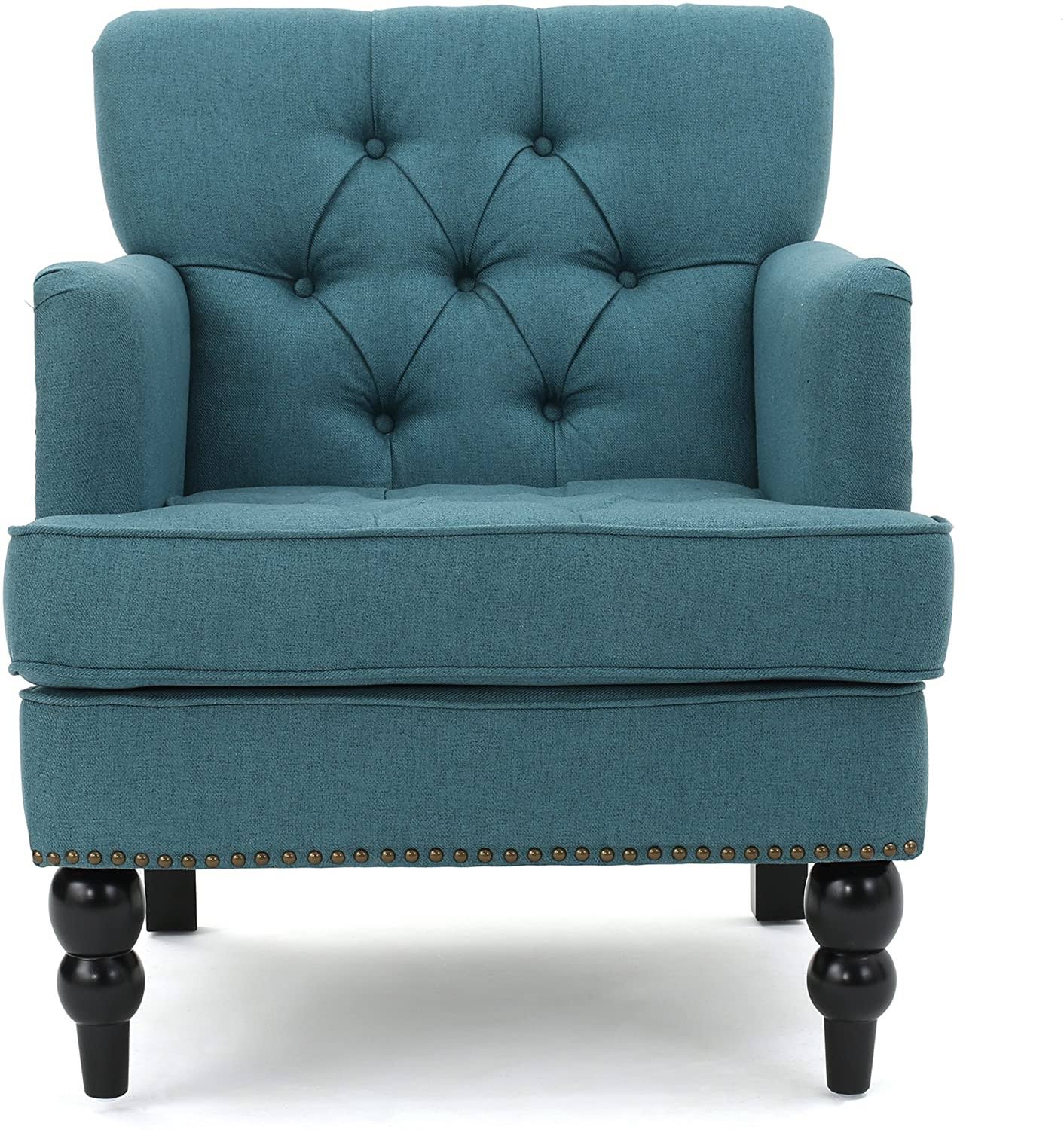 Madene Tufted Back Fabric Club Chair Teal