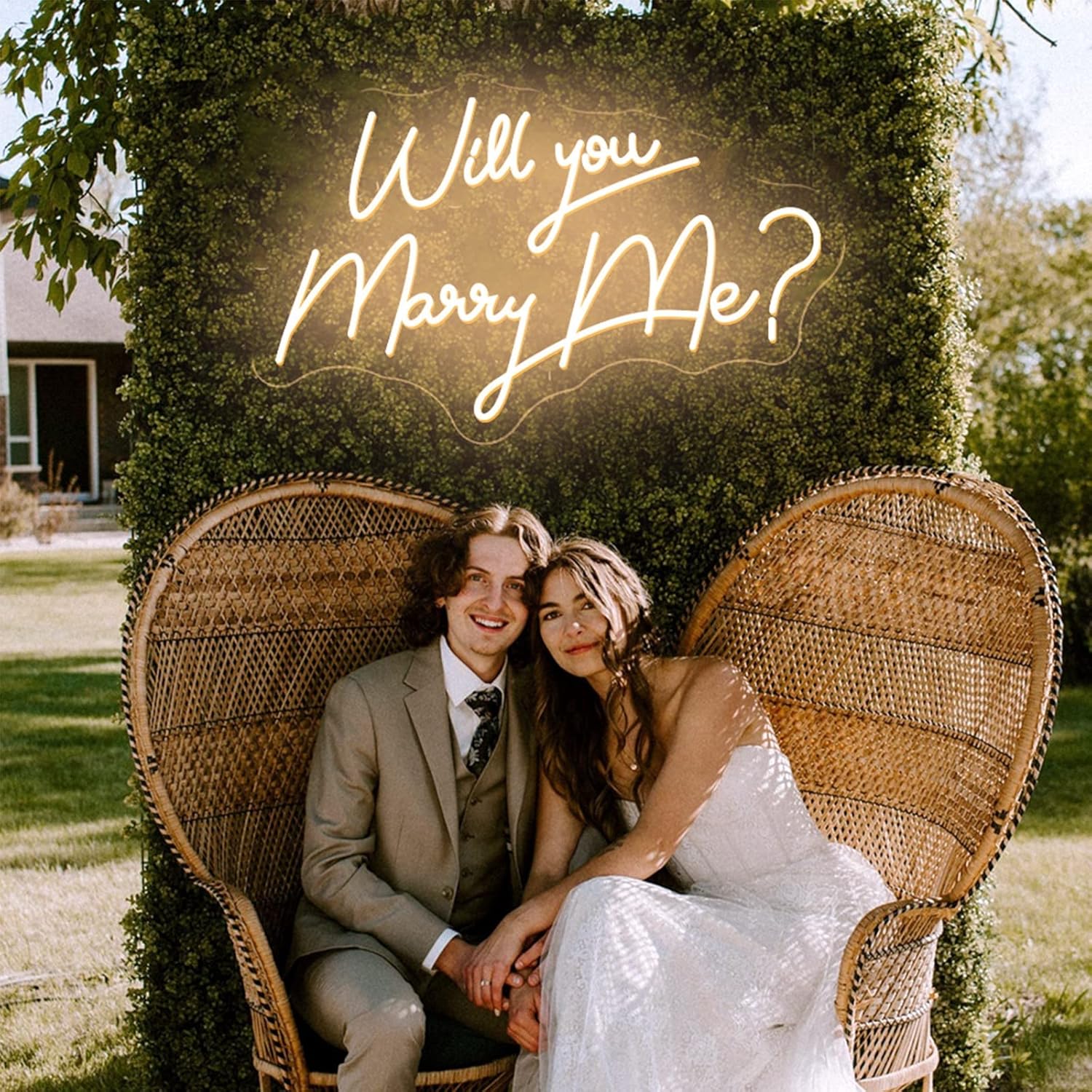 Will You Marry Me? Neon Sign-Transparent Acrylic with Dimmer Flex Lights Signs Indoor Bedroom Decor Wall LED Neon Signs 21.5×13.5 IN Bar Christmas Party Wedding Girl Boy Living Room Office White Pack of 2