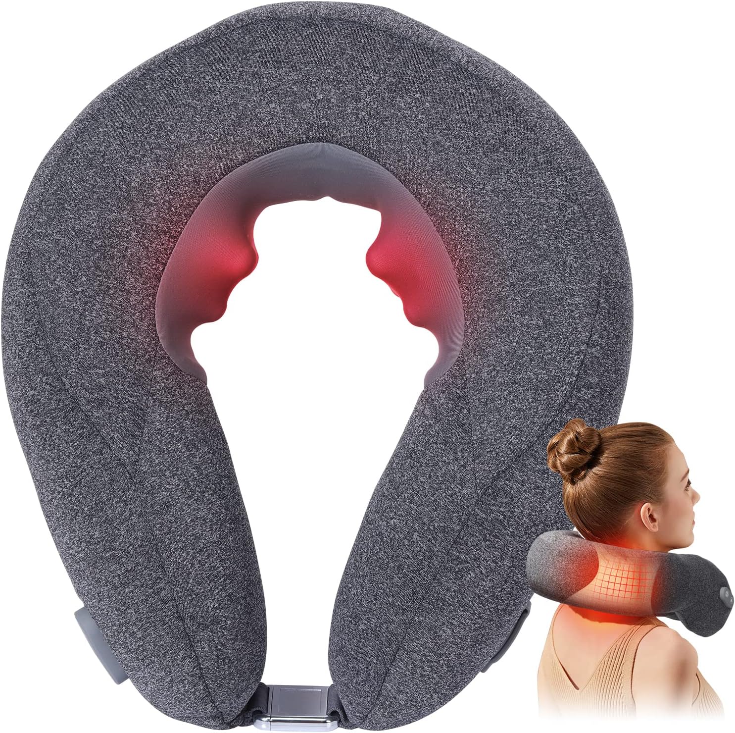 Neck Massager with Heat Shiatsu Massagers for Neck and Back with Portable Airbag, Neck Pillow Massage Cordless Shoulder Massager for Pain Relief, Home, Office, Car, Air, Travel, Gift Use