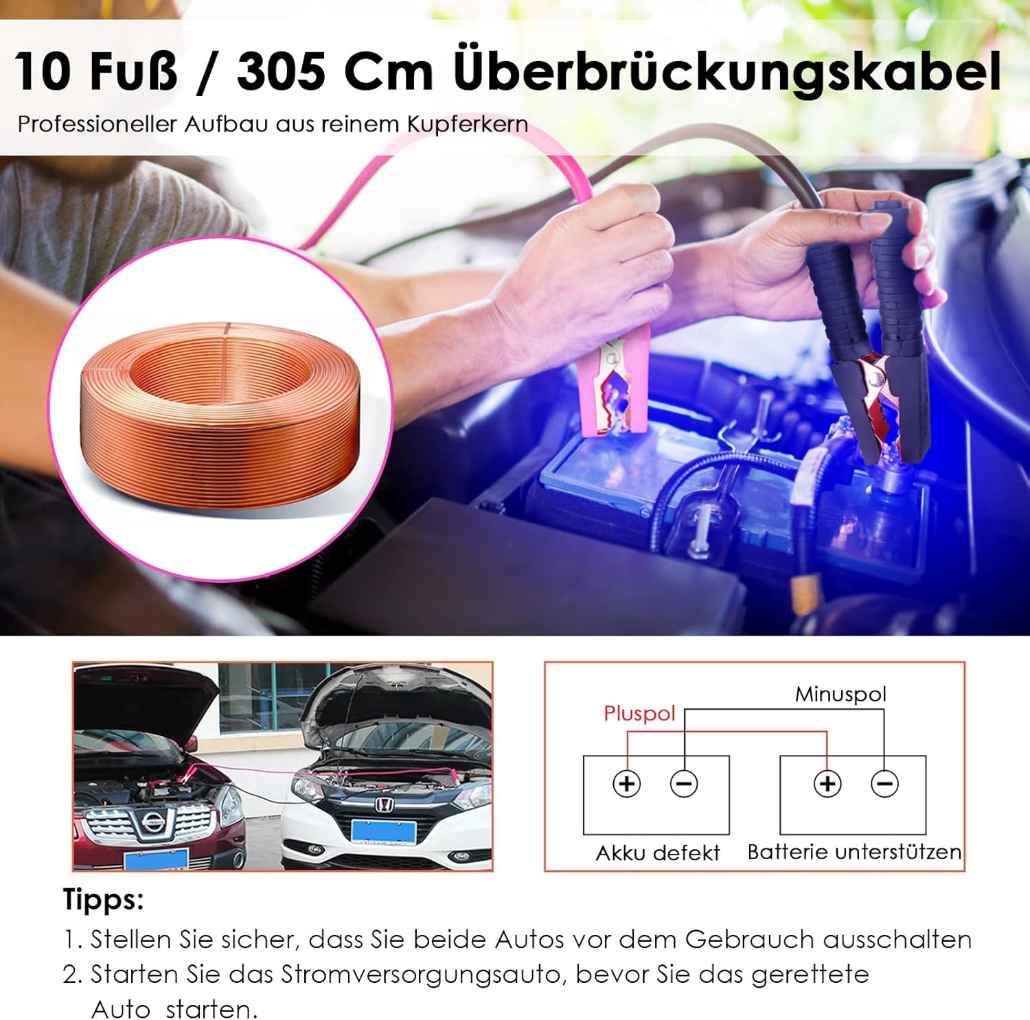 THINKWORK Car Emergency Kit for Teen Girls and Lady's Gifts, Pink Emergency Roadside Assistance Kit with 10FT Jumper, First Aid Kit, LED Flare, Deer Whistles, and More Ideal Pink Accessories Tool