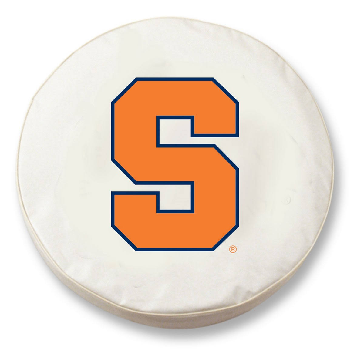 Syracuse Orange HBS White Vinyl Fitted Spare Car Tire Cover (27x22 x 8x22)