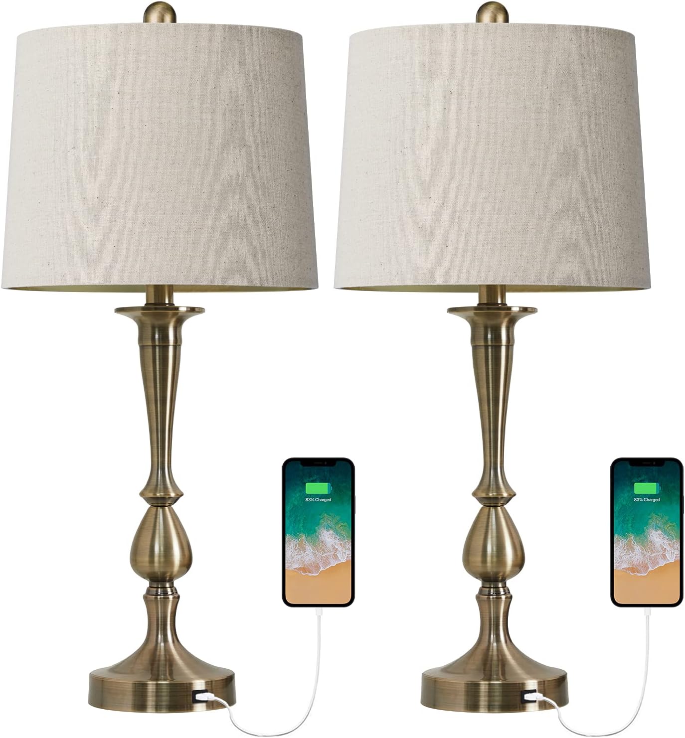 Oneach USB Table Lamp Set of 2 Modern Bedside Desk Lamps for Bedroom Living Room Office 25