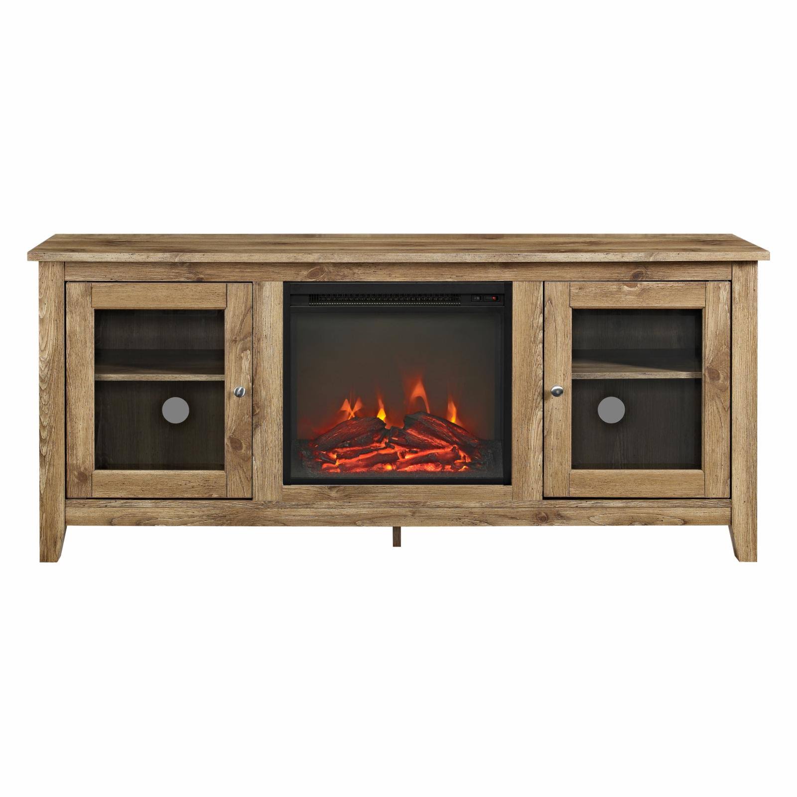 Walker Edison 58x22 Wood Barnwood Media TV Stand Console with Fireplace