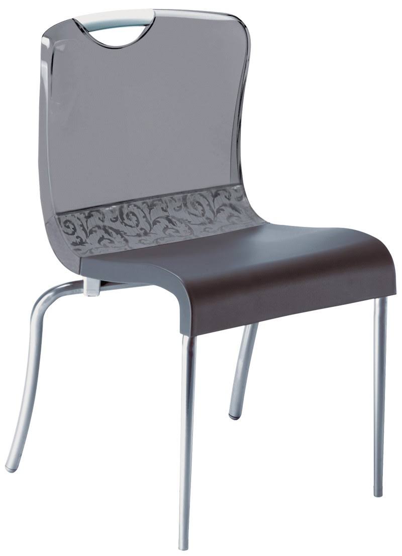 Grosfillex US228208 Krystal Smoke Resin Indoor Stacking Chair - 4/Pack