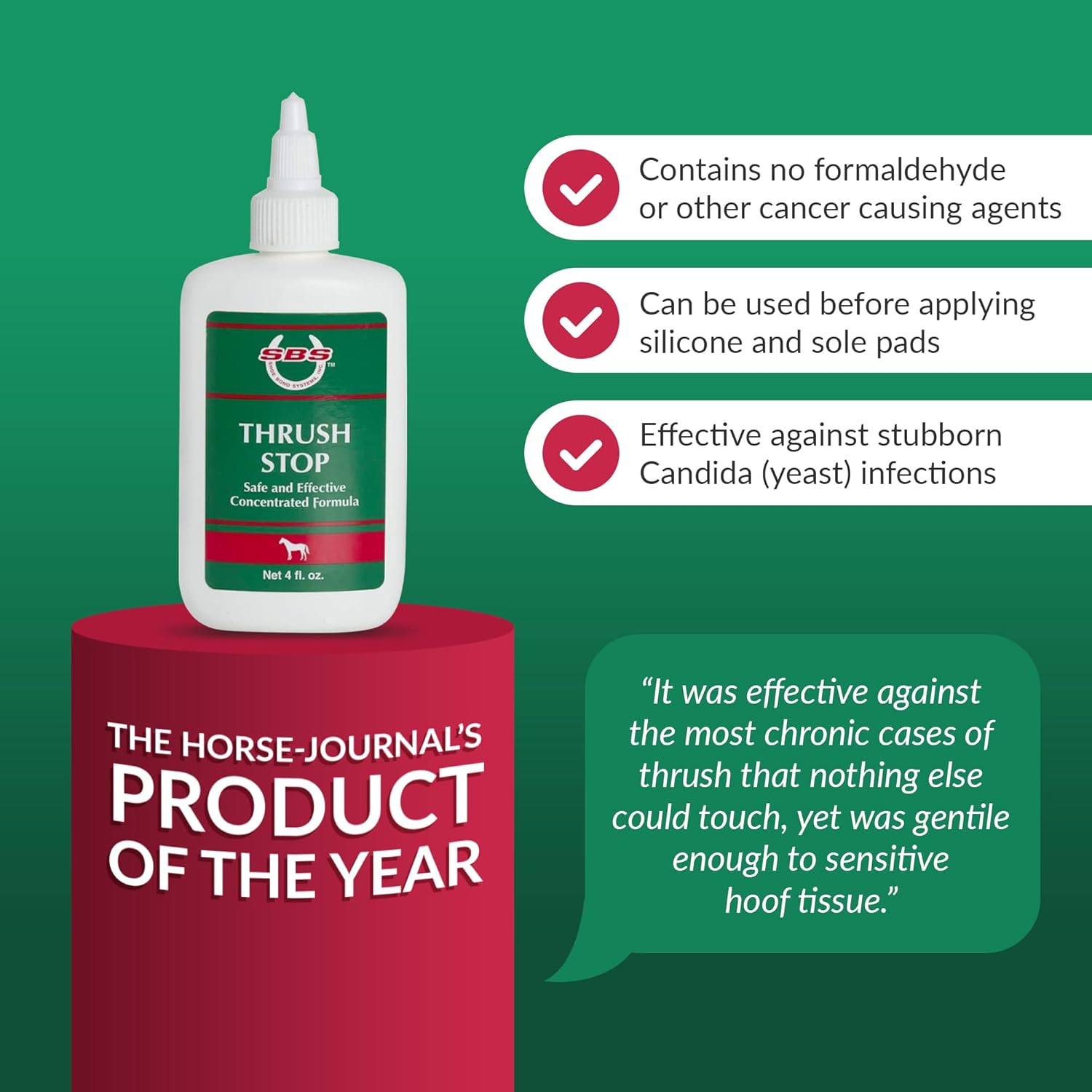 THRUSH STOP by SBS Equine | Thrush Treatment for Horses for the Best Horse Care | The Horse-Journal’s Product of the Year and #1 Pick Against Hoof Thrush | 4 fl. oz. Pack of 2