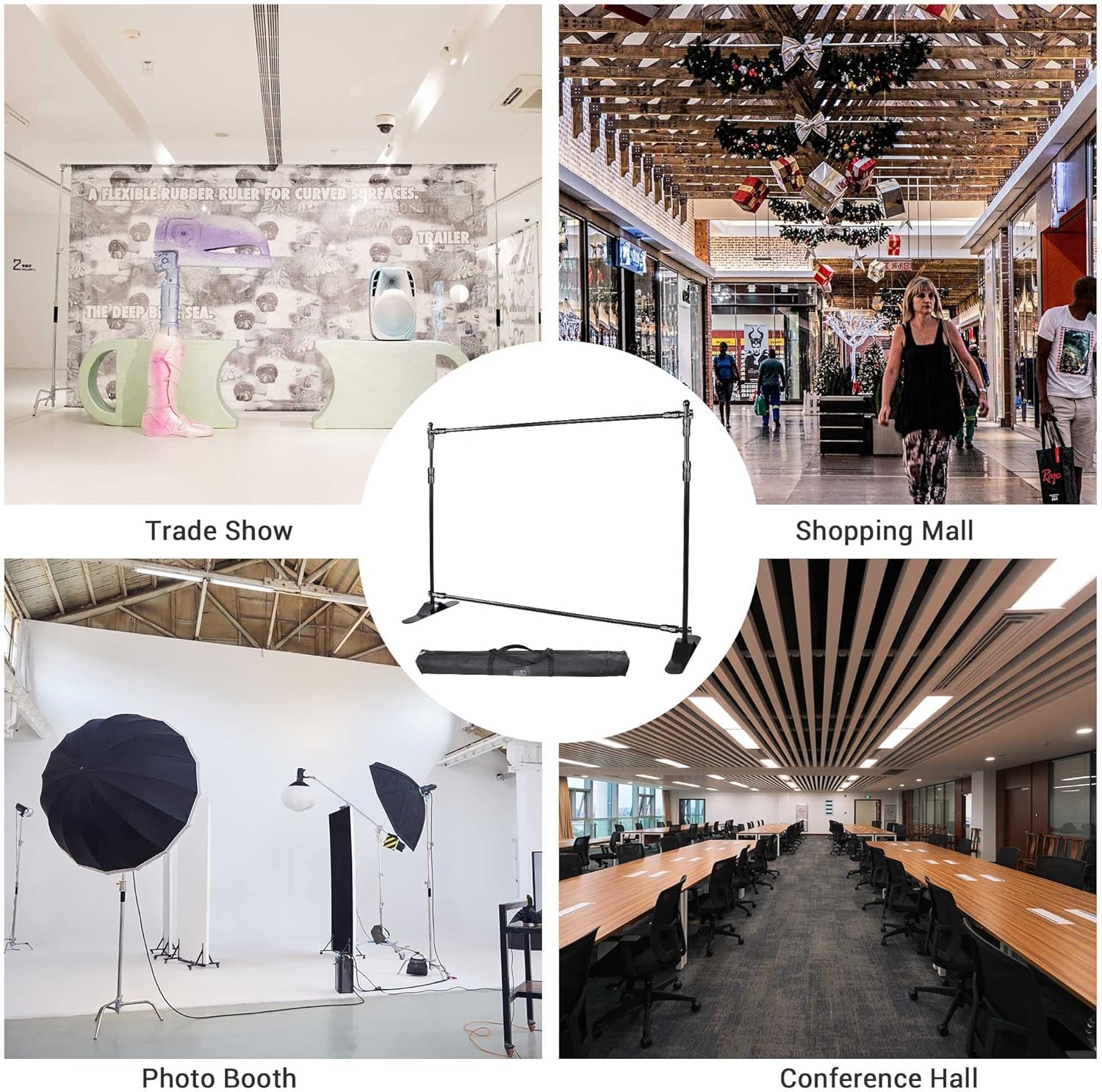 WinSpin 8' Step and Repeat Display Backdrop Banner Stand Adjustable Telescopic Trade Show Wall Exhibitor Pack of 2