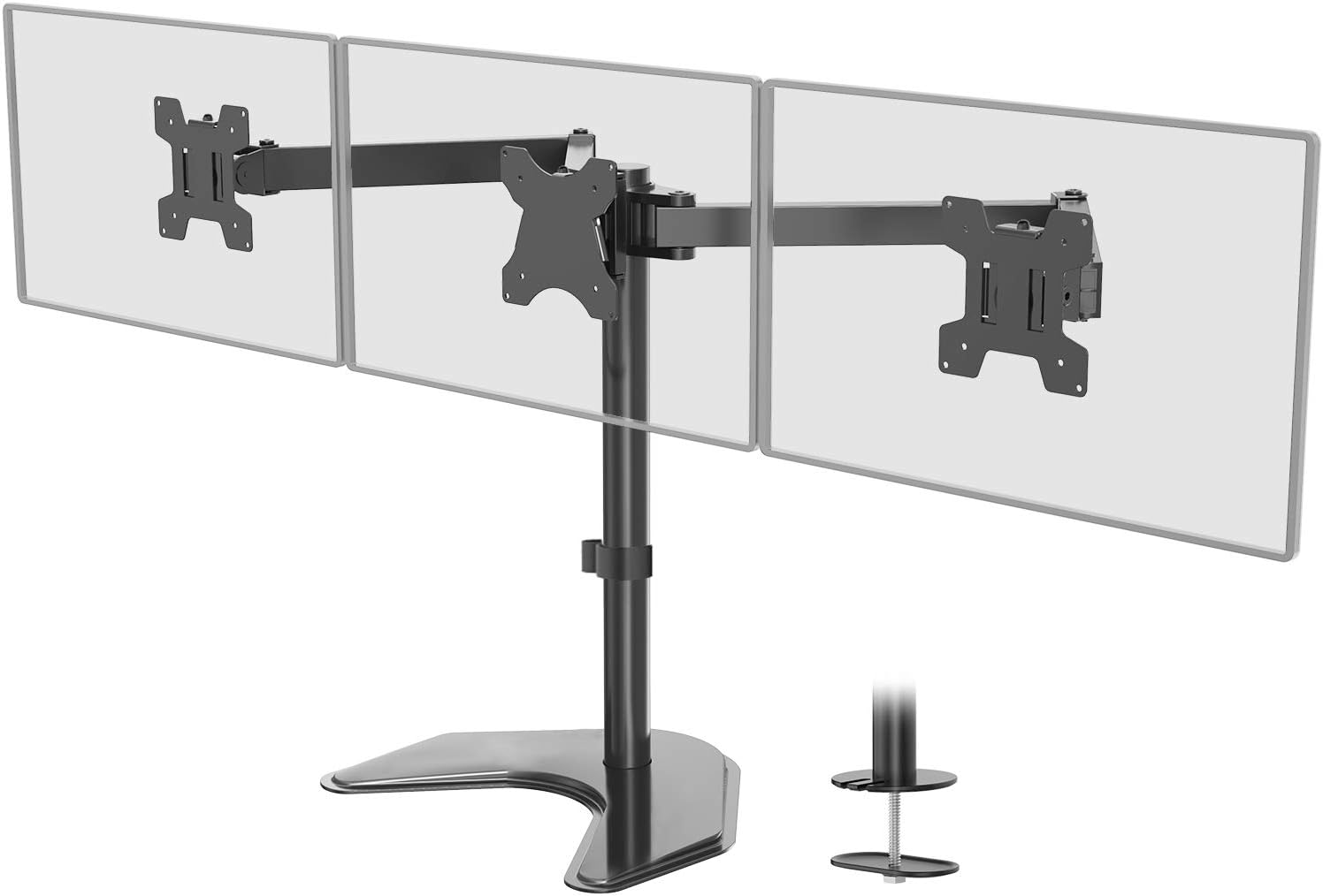 WALI Triple LCD Monitor Desk Mount Fully Adjustable Horizontal Stand Fits 3 Screens up to 24 inch, 15.4 lbs. Weight Capacity per Arm (M003S), Black Pack of 2