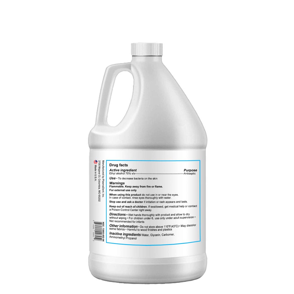 Hydra Pearl Hand Sanitizer Gel - 70% Alcohol - Unscented - 1 Gallon (128 oz) - Bulk Refill Size - (2-Pack Without Pump) - Made in USA Pack of 2