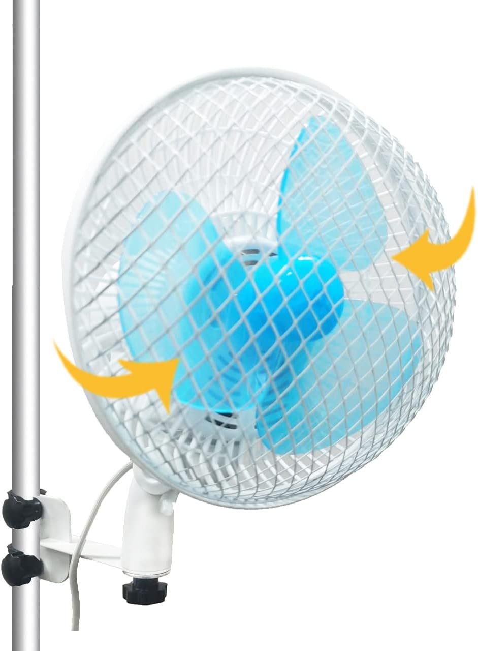 LAYOND Grow Tent Oscillating Clip Fan, Copper Coil Motor 6 Inch 20W Grow Tent Fan, Fit for 0.59” to 1” Grow Tent Poles, Easy and Sturdy Install, 2 Speed Levels Pack of 2