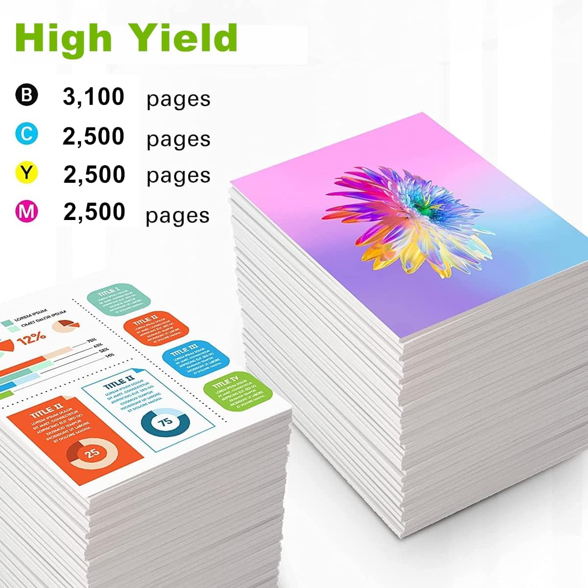 Offstar Replacement for Xerox Phaser 6128 Toner Cartridge 106R01455 106R01452 106R01453 106R01454 (KCMY 4 Pack) Pack of 2