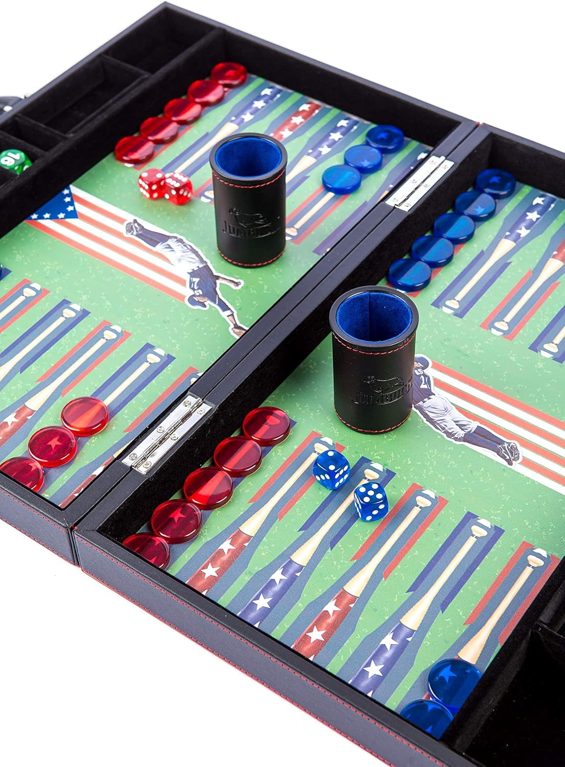 Backgammon Set Board Game - Baseball Themed- Premium Large Size Classic Game – for Kids and Adults, Deluxe PU Leather Pack of 2