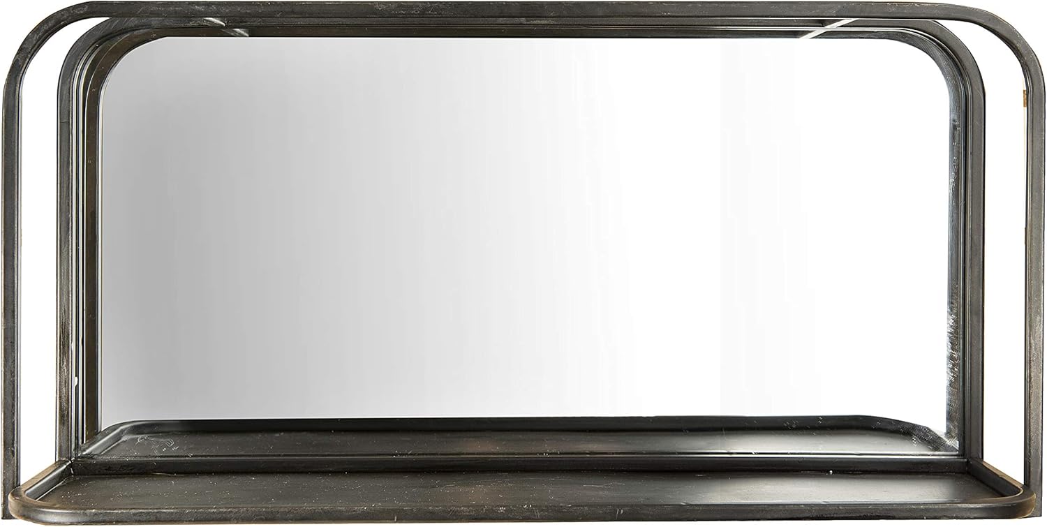Creative Co-Op Rectangle Accent Black Metal Frame & Shelf Reflective Mirrors