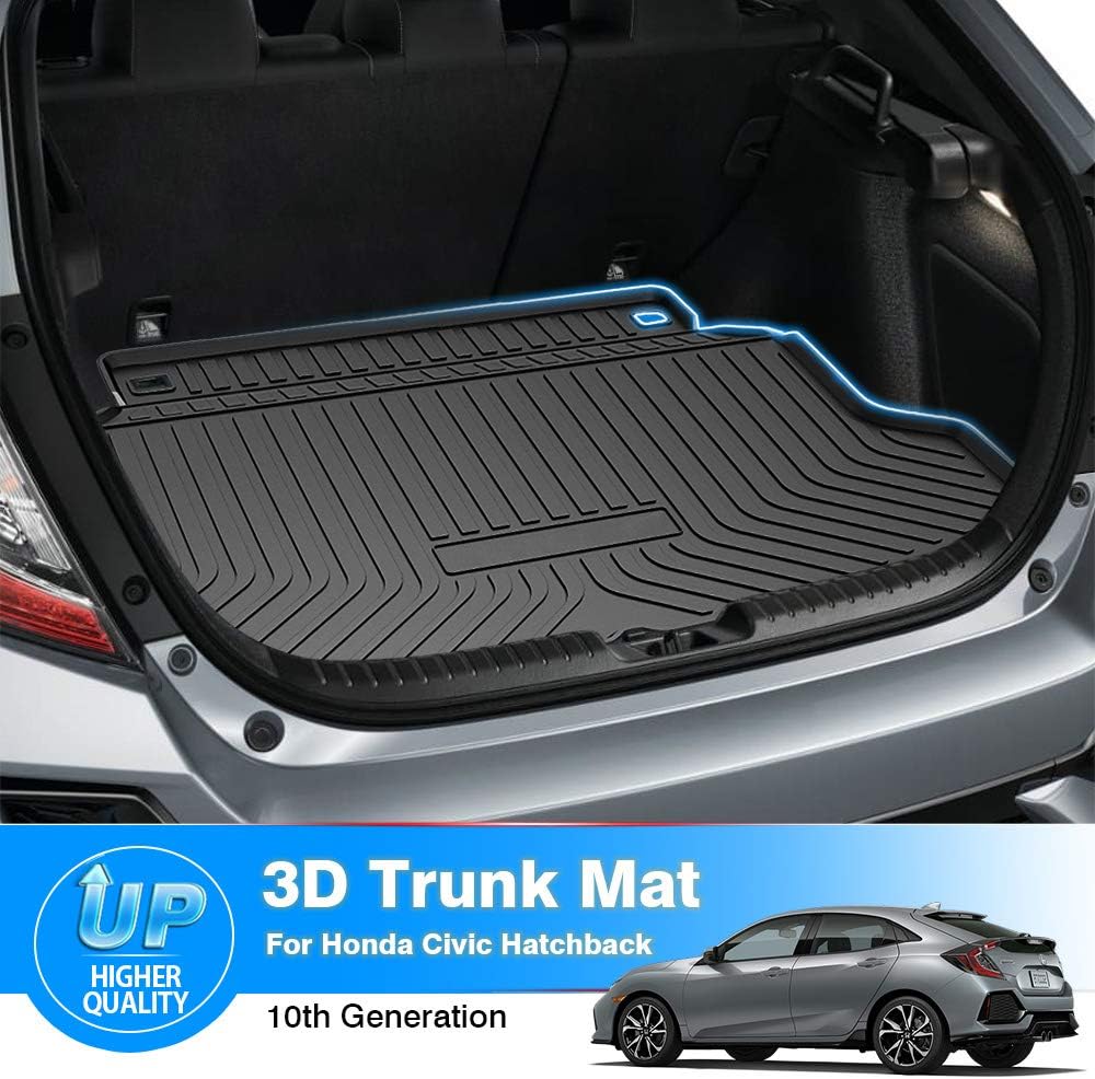 T TGBROS Car Cargo Mat for 2017-2021 Honda Civic Hatchback (No Sport or Sport Touring Models) All Weather Custom Fit Cargo Liner Rear Trunk Liner Non-Slip TPO Odourless
