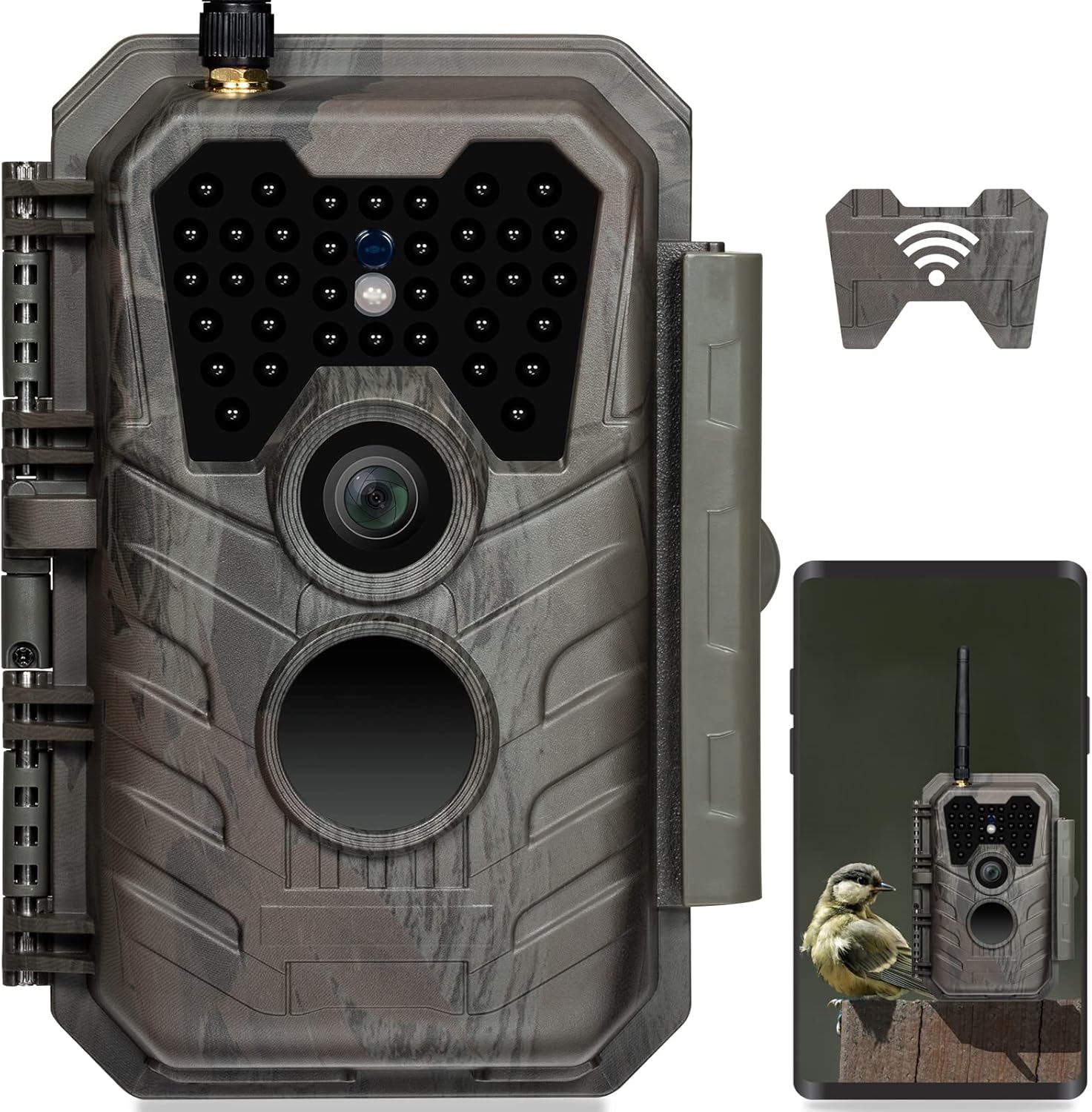 Meidase P90 WiFi Trail Camera, 32MP 1296P, Wide 120° View Angle, H.264 HD Video Game Cameras with Night Vision Motion Activated Waterproof, Phone App