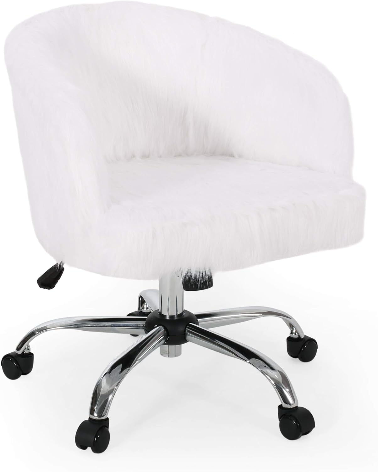 Christopher Knight Home Jacob Modern Glam Swivel Office Chair, White and Silver