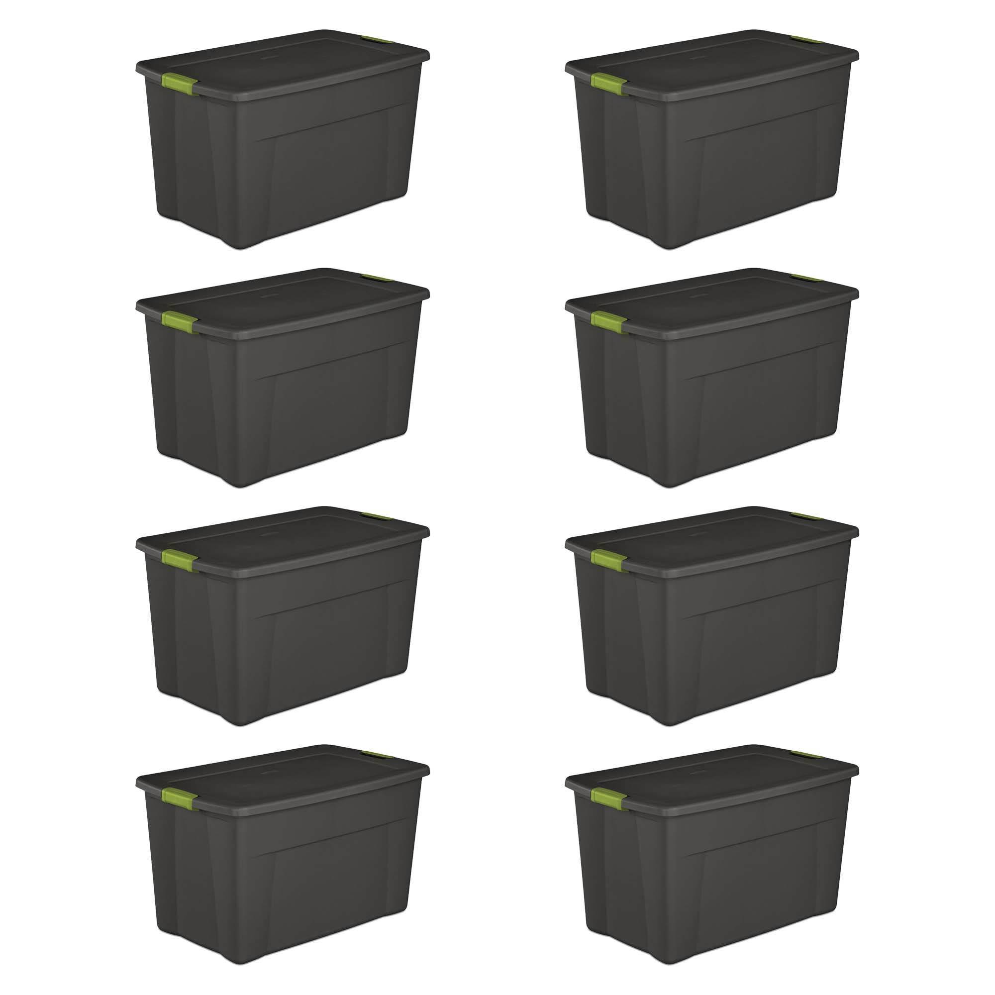 Sterilite 19453V04 35 Gallon Storage Tote Box W/Latching Container Lid (8 Pack)