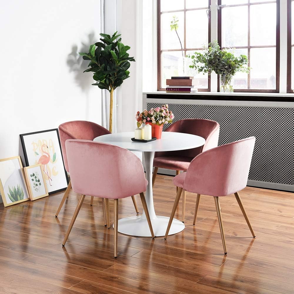 CozyCasa Dining Room Chair Kitchen Chairs Set Accent Chair Set of 2 for Living Room Side Velvet Chair with Armrest, Metal Legs - Green