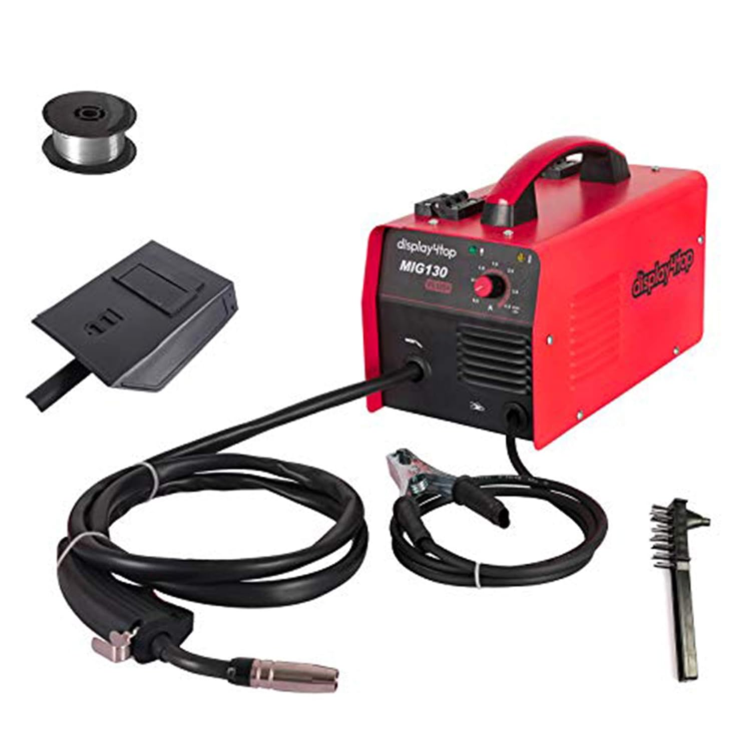 display4top Portable No Gas MIG 130 Plus Welder Flux Core Wire Automatic Feed Welding Machine,DIY Home Welder w/Free Mask - 110V