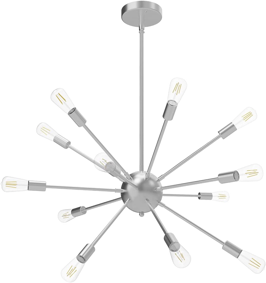 Sputnik Chandelier 18-Lights Black, Dining Chandelier Ceiling Light Fixture, Industrial Vintage Chandelier E26 Farmhouse Sputnik Light Fixture for Dining Room Bedroom Living Room