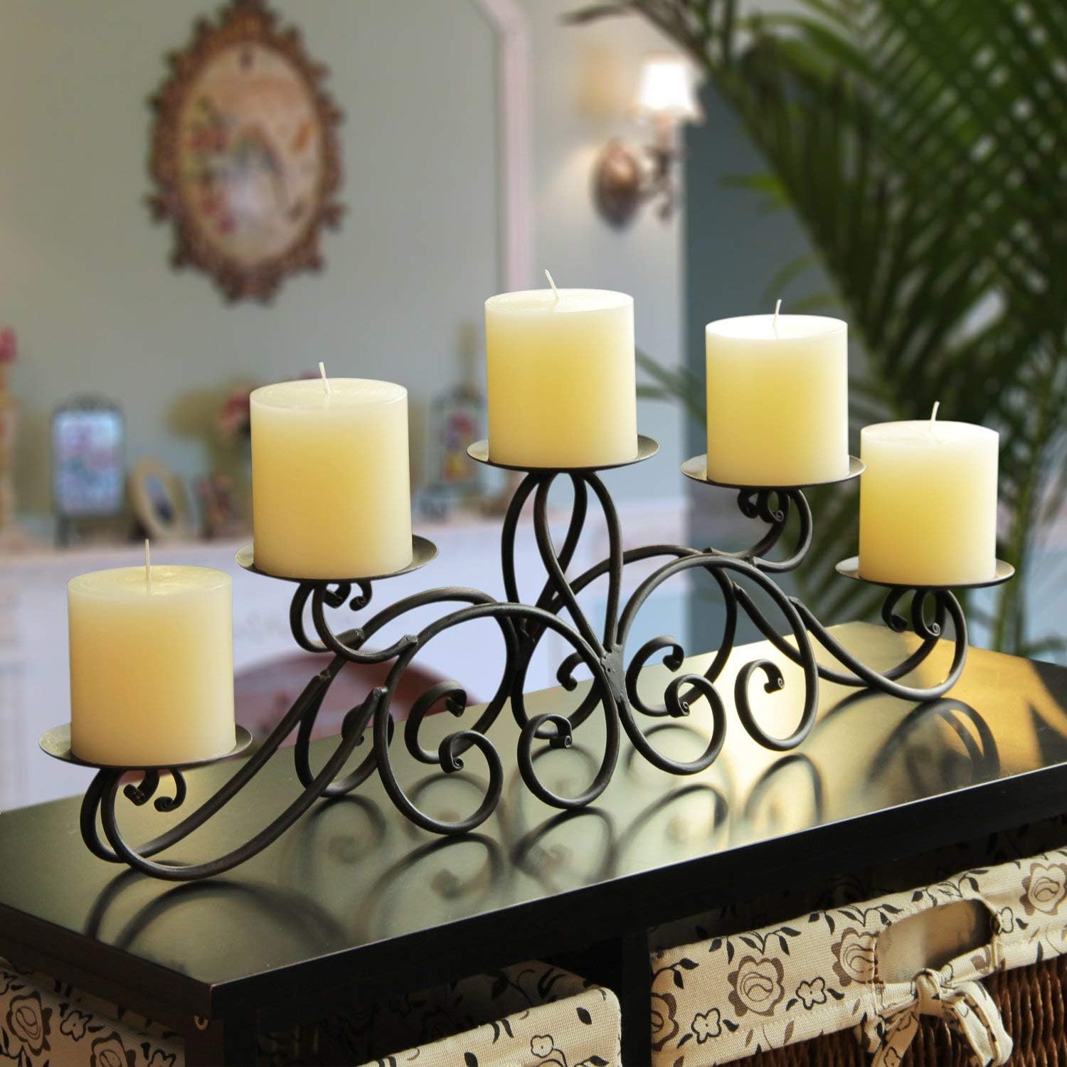 FrameArmy Iron Table Tealight Candle Holder Decor (5 Pillar) Pack of 2