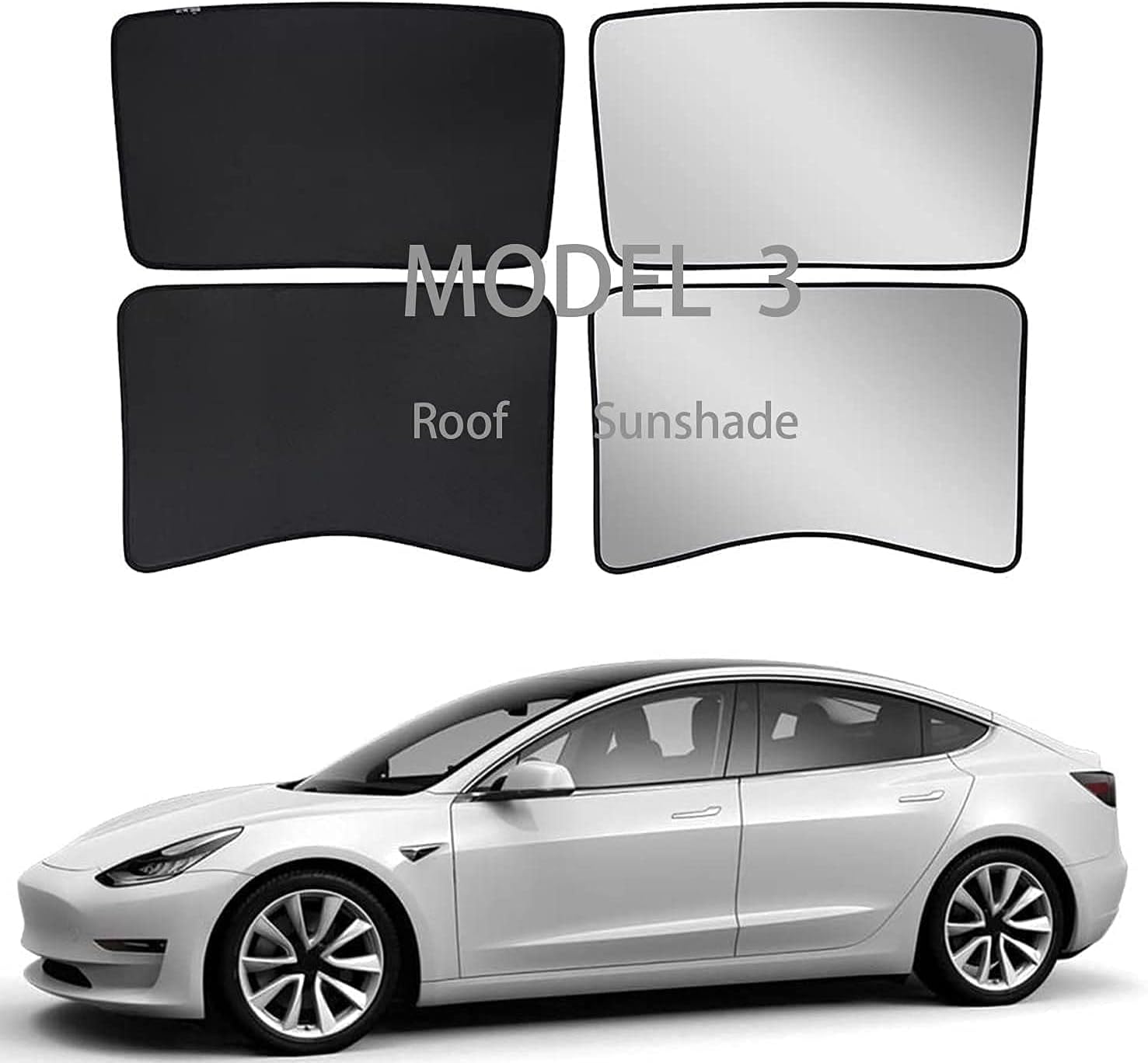 Tesla Model 3 Sunshade Roof Rear Window 2021 Tesla Model 3 Sunshade Skylights for Roofs Sun Shade with Uv/Heat Insulation Cover for Rear Glasses Tesla Model 3 2021 Sunblock Black… Pack of 2