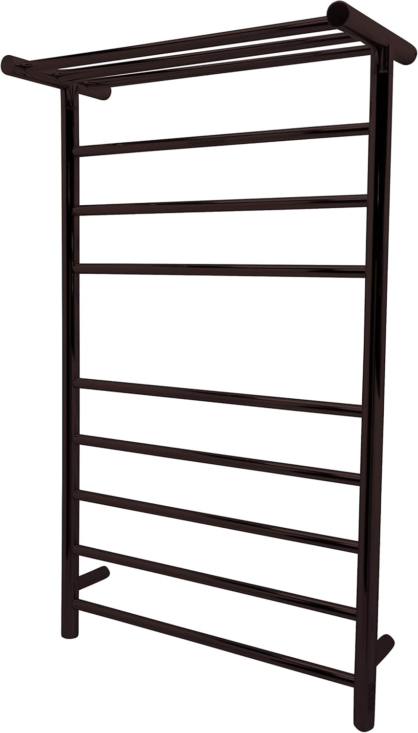ANZZI Eve Modern 8-Bar Wall Mounted Towel Warmer with Top Shelf in Chrome | Energy Efficient 93W Electric Plug in Heated Towel Rack for Bathroom | Towel Heater Rail with On/Off Switch | TW-AZ012CH